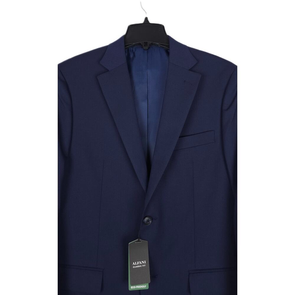 Alfani Mens Classic Fit Suit Jacket Blazer 36R Navy Blue Solid Stretch NWT - Picture 4 of 7